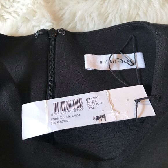 NICHOLAS Flare Crop Top Sleeveless Knit Layered High Low Black Size 4 New - Picture 7 of 16